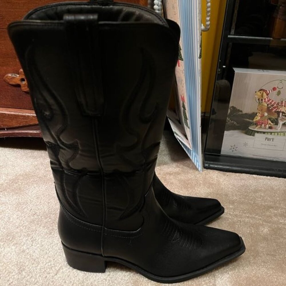 Cowgirl Boots Women Knee High Low Heel Embroidered Modern Western Cowboy Boot Po